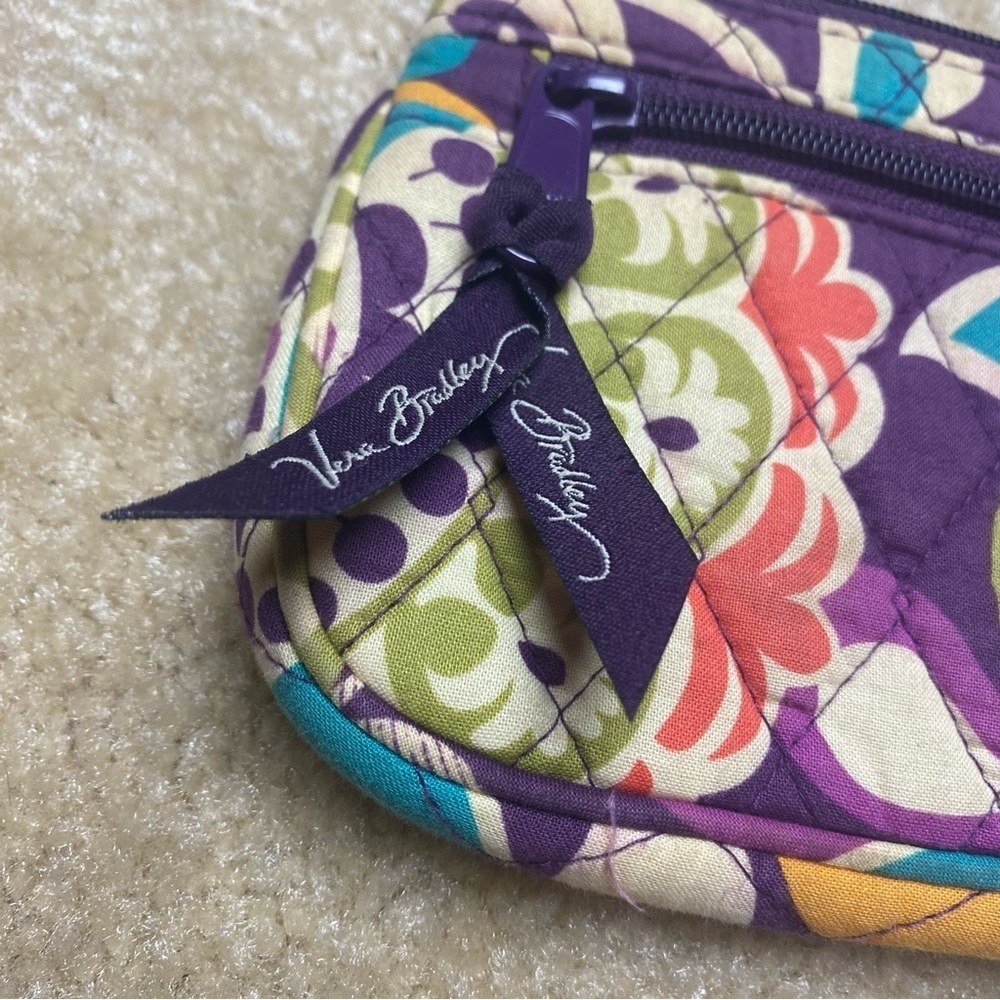 Vera Bradley Small Purple Zipper Clutch 5x9in - Picture 3 of 6